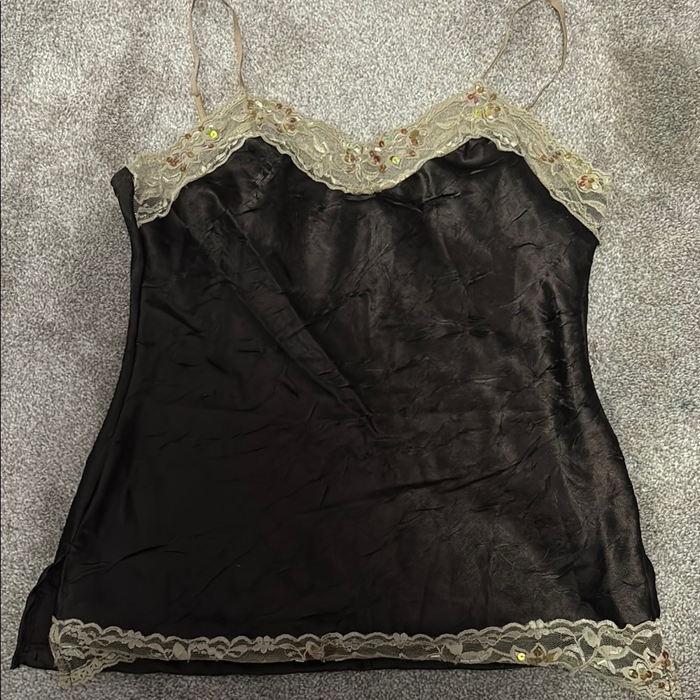 Next Era Black Tank Top with Cream Lace